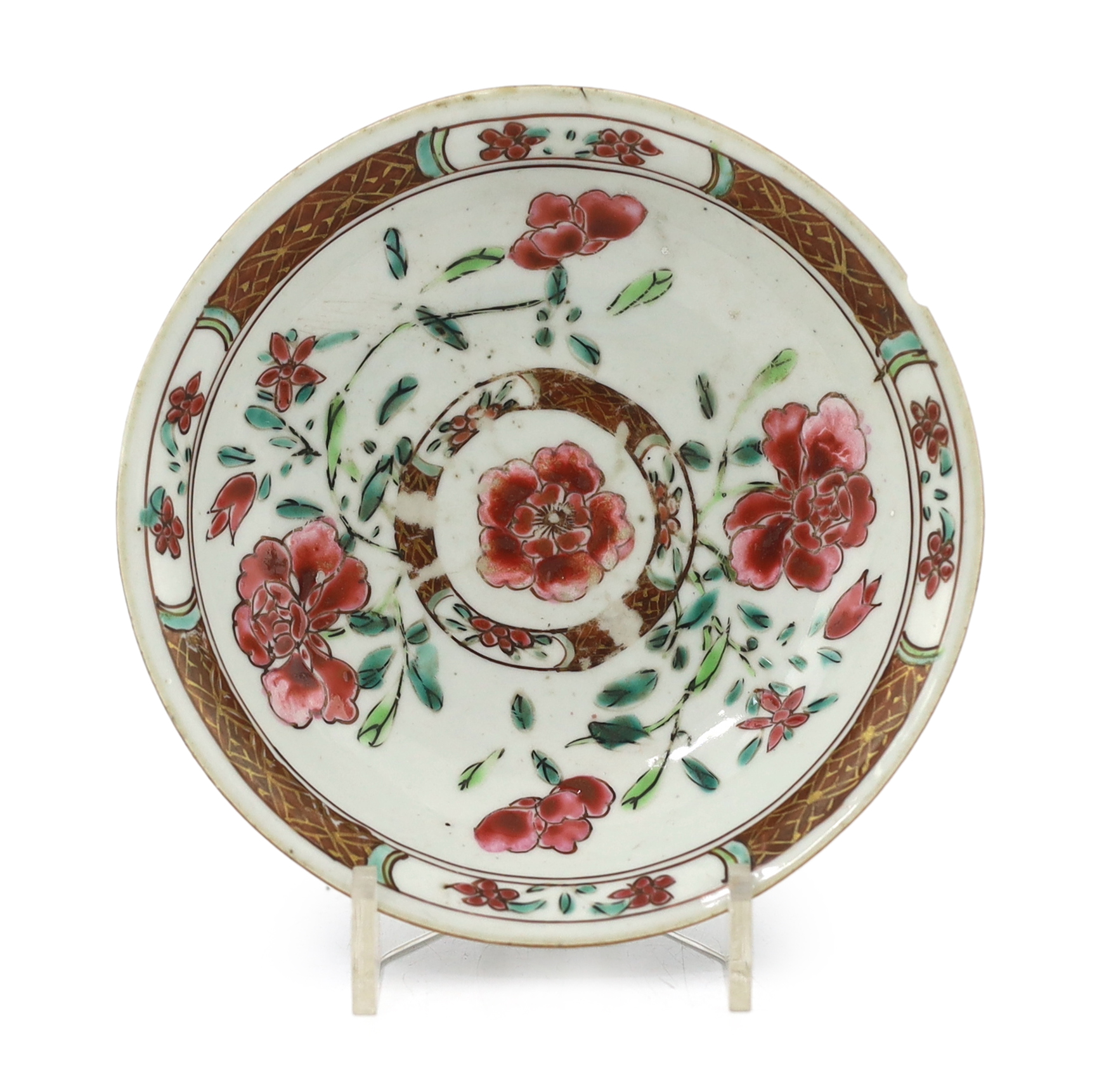 A Chinese famille rose reticulated saucer dish, Qianlong